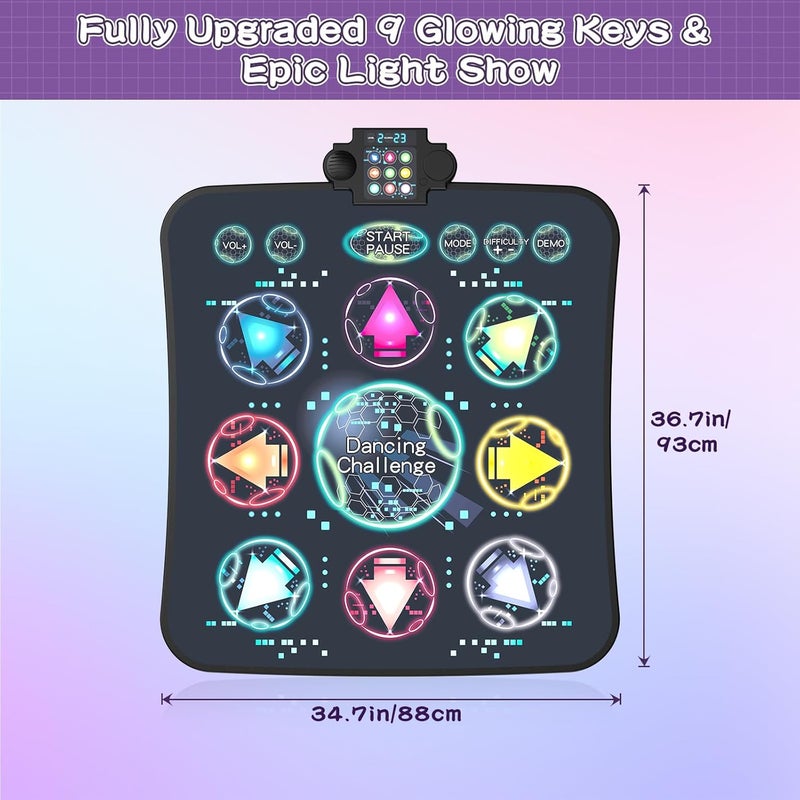 JOYCUDDLE حصيرة رقص مطورة للأطفال من 3-12 سنة، وسادة رقص إلكترونية مع 9 أزرار LED مضيئة، 3 أوضاع للعبة، حجم صوت قابل للتعديل 7 مستويات، ألعاب للبنات والأولاد - Image 2